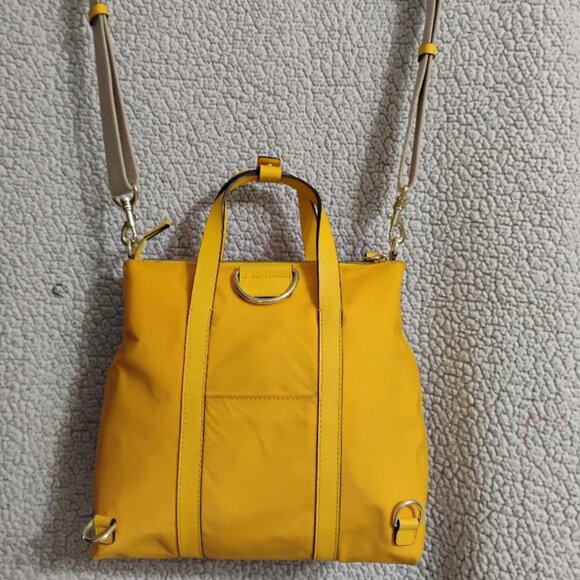 HENRI BENDEL Jetsetter Yellow Nylon Convertible Backpack/ Crossbody Bag - Picture 5 of 13